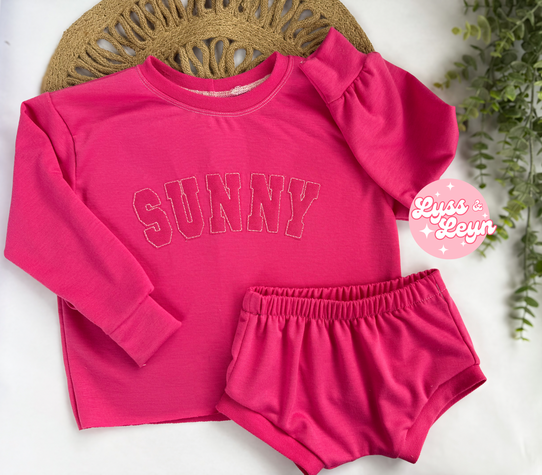 Hot pink Embroidered lounge sets