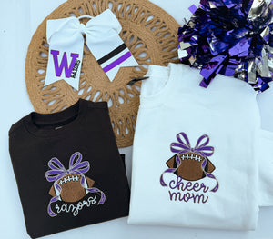 Football with bow  **crewneck 6mo - 3Xl**