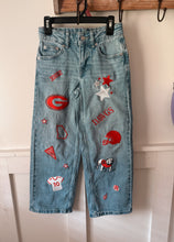 Load image into Gallery viewer, Custom embroidered jeans **leave team/designs in text box**

