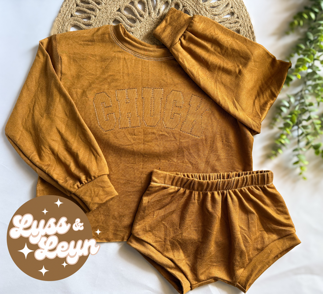 Camel brown Embroidered lounge sets