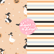 Load image into Gallery viewer, Orange Halloween goose + stripes
