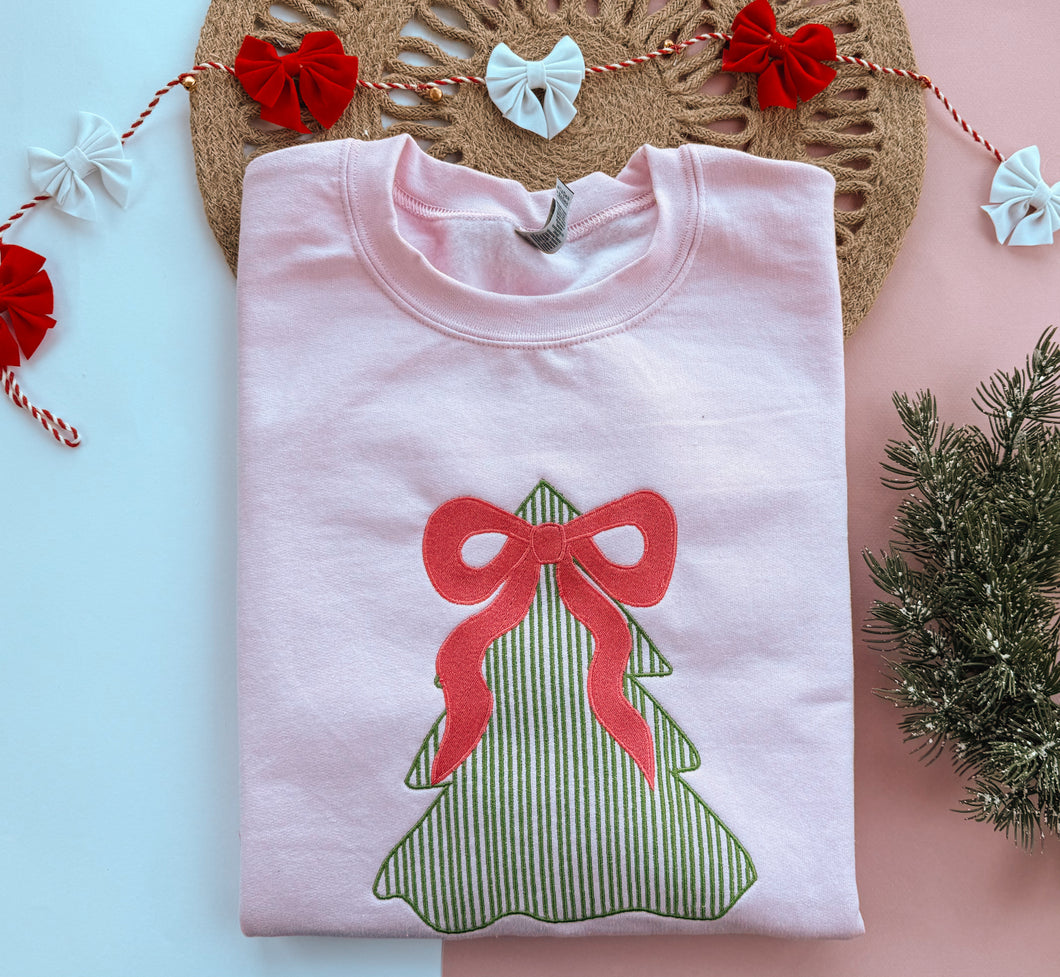 Simple tree + bow embroidery